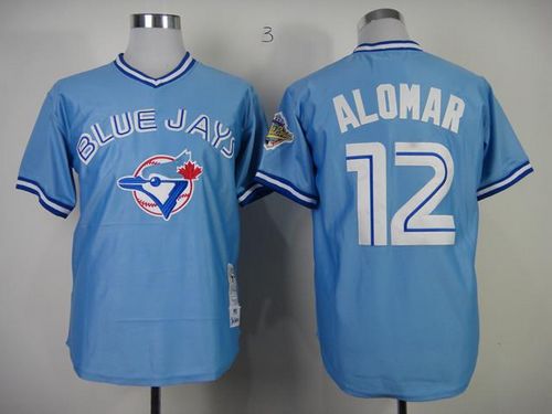 Mitchell And Ness 1993 Blue Jays #12 Roberto Alomar Blue Stitched MLB Throwback Jersey - Click Image to Close